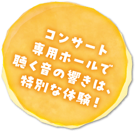 コンサート専用ホールで聞く音の響きは、特別な体験！